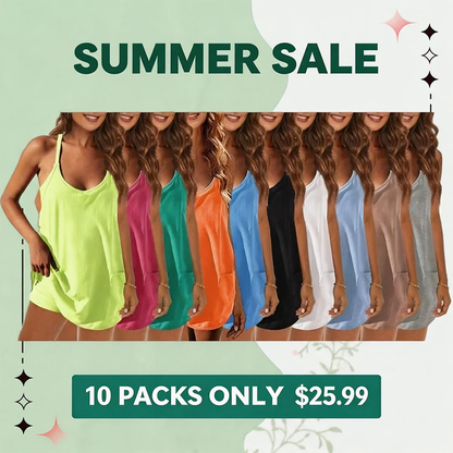 🔥Today's Special🔥Womens Summer Sleeveless Mini Dress V Neck Spaghetti