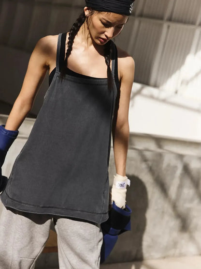 Women's Workout Tank Tops  Square Neck Tunics Loose Sleeveless Spaghetti Strap Athletic Shirts